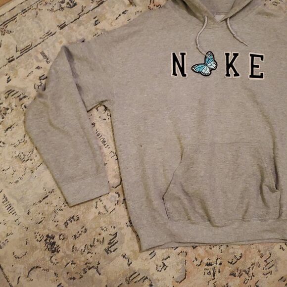 Nike Gray  Custom embroidery butterfly sweatshirt - Picture 4 of 7